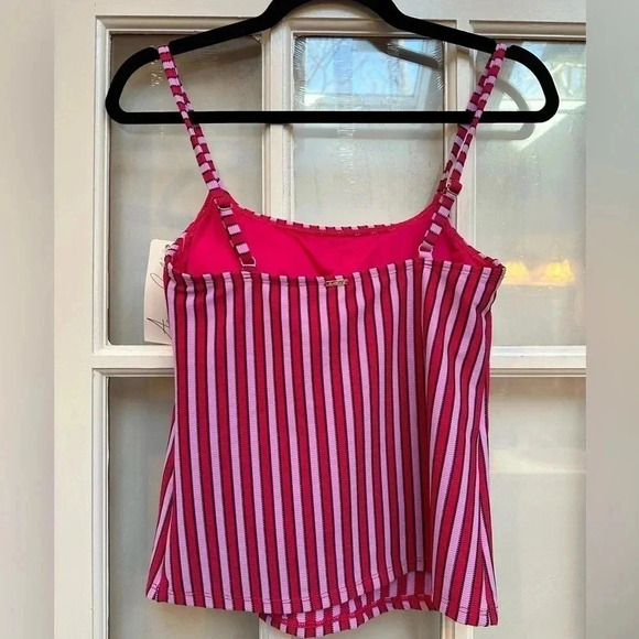 Anne Cole | Dark Pink & Lavender Stripe Tankini Swimsuit Top Size XS NWT Beach - Picture 3 of 10